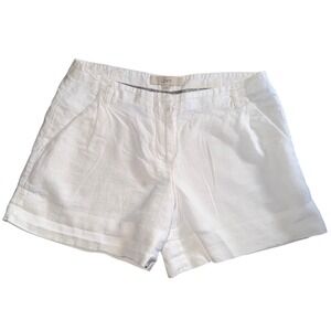 LOFT Ann Taylor White 100% Linen Pleated Front Shorts Womens Size 4
